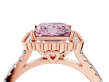 Rose gold Fancy Pink Princess  Cut Diamond Milgrain Floral Halo Engagement Ring with Pavé Band_19