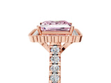 Rose gold Fancy Pink Princess  Cut Diamond Milgrain Floral Halo Engagement Ring with Pavé Band_20