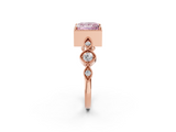 Rose gold Fancy Pink Princess  Cut Diamond Milgrain Marquise Band with Prong Setting_5