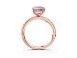 Rose gold Fancy Pink Princess  Cut Diamond Pavé Band Ring with Four-Prong Setting_3
