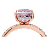 Rose gold Fancy Pink Princess  Cut Diamond Pavé Band Ring with Four-Prong Setting_4
