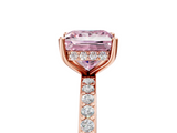 Rose gold Fancy Pink Princess  Cut Diamond Pavé Band Ring with Four-Prong Setting_5