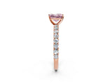 Rose gold Fancy Pink Princess Cut Diamond Pavé Band Solitaire Ring with Prong Setting_19