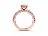 Rose gold Fancy Pink Princess Cut Diamond Pavé Band Solitaire Ring with Prong Setting_20