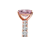 Rose gold Fancy Pink Princess Cut Diamond Pavé Band Solitaire Ring with Prong Setting_22