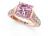 Rose gold Fancy Pink Princess  Cut Diamond Pavé Band Solitaire with Four-Prong Setting_16