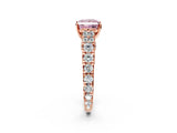 Rose gold Fancy Pink Princess  Cut Diamond Pavé Band Solitaire with Four-Prong Setting_17