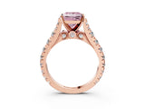 Rose gold Fancy Pink Princess  Cut Diamond Pavé Band Solitaire with Four-Prong Setting_18