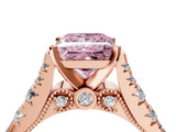 Rose gold Fancy Pink Princess  Cut Diamond Pavé Band Solitaire with Four-Prong Setting_19
