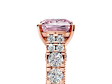Rose gold Fancy Pink Princess  Cut Diamond Pavé Band Solitaire with Four-Prong Setting_20