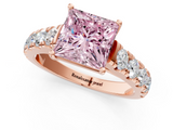 Rose gold Fancy Pink Princess  Cut Diamond Pavé Band Solitaire with Four-Prong Setting_4