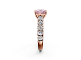 Rose gold Fancy Pink Princess  Cut Diamond Pavé Band Solitaire with Four-Prong Setting_5