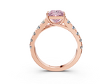 Rose gold Fancy Pink Princess  Cut Diamond Pavé Band Solitaire with Four-Prong Setting_6