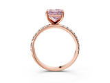 Rose gold Fancy Pink Princess  Cut Diamond Pavé Band Solitaire with Four-Prong Setting_6