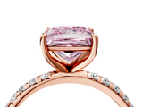 Rose gold Fancy Pink Princess  Cut Diamond Pavé Band Solitaire with Four-Prong Setting_7