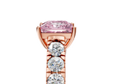 Rose gold Fancy Pink Princess  Cut Diamond Pavé Band Solitaire with Four-Prong Setting_8