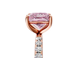 Rose gold Fancy Pink Princess  Cut Diamond Pavé Band Solitaire with Four-Prong Setting_8