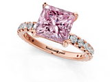 Rose gold Fancy Pink Princess  Cut Diamond Pavé Band with Four-Prong Setting_1