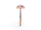 Rose gold Fancy Pink Princess Cut Diamond Pavé Halo Ring with Four-Prong Setting_20