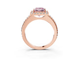 Rose gold Fancy Pink Princess Cut Diamond Pavé Halo Ring with Four-Prong Setting_21