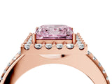 Rose gold Fancy Pink Princess Cut Diamond Pavé Halo Ring with Four-Prong Setting_22