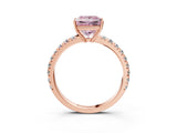 Rose gold Fancy Pink Princess Cut Diamond Pavé Solitaire Engagement Ring with Four-Prong Setting_25
