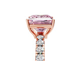 Rose gold Fancy Pink Princess Cut Diamond Pavé Solitaire Engagement Ring with Four-Prong Setting_27