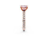 Rose gold Fancy Pink Princess Cut Diamond Pavé Solitaire Ring with Round Band and Prong Setting_14