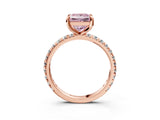 Rose gold Fancy Pink Princess Cut Diamond Pavé Solitaire Ring with Round Band and Prong Setting_15