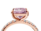 Rose gold Fancy Pink Princess Cut Diamond Pavé Solitaire Ring with Round Band and Prong Setting_16