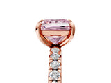 Rose gold Fancy Pink Princess Cut Diamond Pavé Solitaire Ring with Round Band and Prong Setting_17
