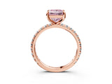 Rose gold Fancy Pink Princess Cut Diamond Pavé Solitaire Ring with Round Band and Prong Setting_27
