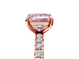 Rose gold Fancy Pink Princess Cut Diamond Pavé Solitaire Ring with Round Band and Prong Setting_29