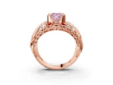 Rose gold Fancy Pink Princess Cut Diamond Pave Art Deco Split Shank Ring with Four-Prong Setting_3