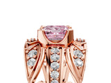 Rose gold Fancy Pink Princess Cut Diamond Pave Art Deco Split Shank Ring with Four-Prong Setting_5