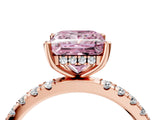 Rose gold Fancy Pink Princess Cut Diamond Pave Band Solitaire Ring with Four-Prong Setting_21