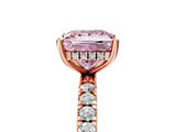 Rose gold Fancy Pink Princess Cut Diamond Pave Band Solitaire Ring with Four-Prong Setting_22