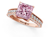Rose gold Fancy Pink Princess  Cut Diamond Pave Band with Four-Prong Setting_1