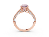 Rose gold Fancy Pink Princess  Cut Diamond Pave Band with Four-Prong Setting_3