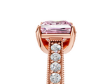 Rose gold Fancy Pink Princess  Cut Diamond Pave Band with Four-Prong Setting_5