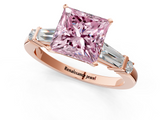 Rose gold Fancy Pink Princess  Cut Diamond Ring with Baguette Side Stones, Channel Set Band, and Four-Prong Setting_1
