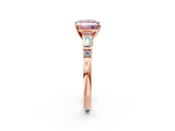 Rose gold Fancy Pink Princess  Cut Diamond Ring with Baguette Side Stones, Channel Set Band, and Four-Prong Setting_2