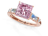 Rose gold Fancy Pink Princess  Cut Diamond Ring with Baguette Side Stones, Channel Set Band, and Four-Prong Setting_25