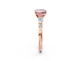 Rose gold Fancy Pink Princess  Cut Diamond Ring with Baguette Side Stones, Channel Set Band, and Four-Prong Setting_26
