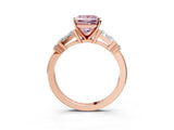 Rose gold Fancy Pink Princess  Cut Diamond Ring with Baguette Side Stones, Channel Set Band, and Four-Prong Setting_27