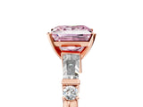 Rose gold Fancy Pink Princess  Cut Diamond Ring with Baguette Side Stones, Channel Set Band, and Four-Prong Setting_29