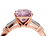 Rose gold Fancy Pink Princess  Cut Diamond Ring with Baguette Side Stones, Channel Set Band, and Four-Prong Setting_4