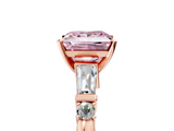Rose gold Fancy Pink Princess  Cut Diamond Ring with Baguette Side Stones, Channel Set Band, and Four-Prong Setting_5