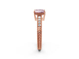 Rose gold Fancy Pink Princess Cut Diamond Ring with Milgrain Pavé Band and Four-Prong Setting_21