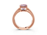 Rose gold Fancy Pink Princess Cut Diamond Ring with Milgrain Pavé Band and Four-Prong Setting_22